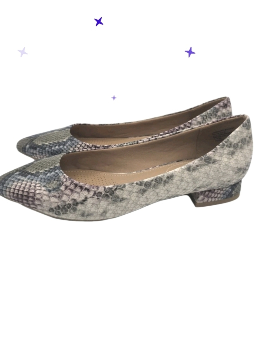 ComfortView Snakeskin Print Linda Low Heel Pumps Size 7.5, 9 Shoes Slip On NEW